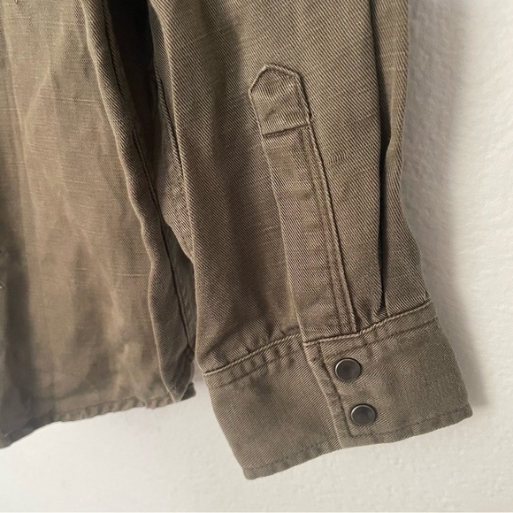 Rails Linen Marcel Sage with Stars Shirt Jacket Long Sleeve Button Down Green S - Picture 9 of 12
